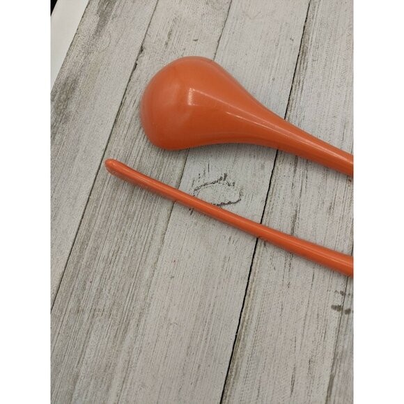 Melamine 2 Piece Salad Serving Fork Spoon Tongs Orange Flatware 11" - Picture 6 of 6